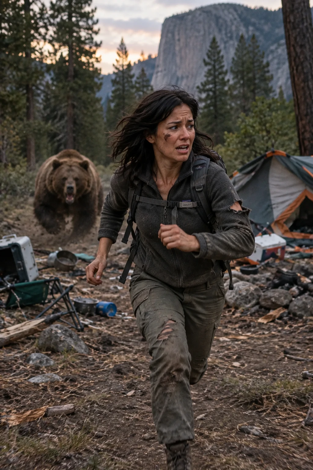 Person Inserted into a Bear Attack Scene