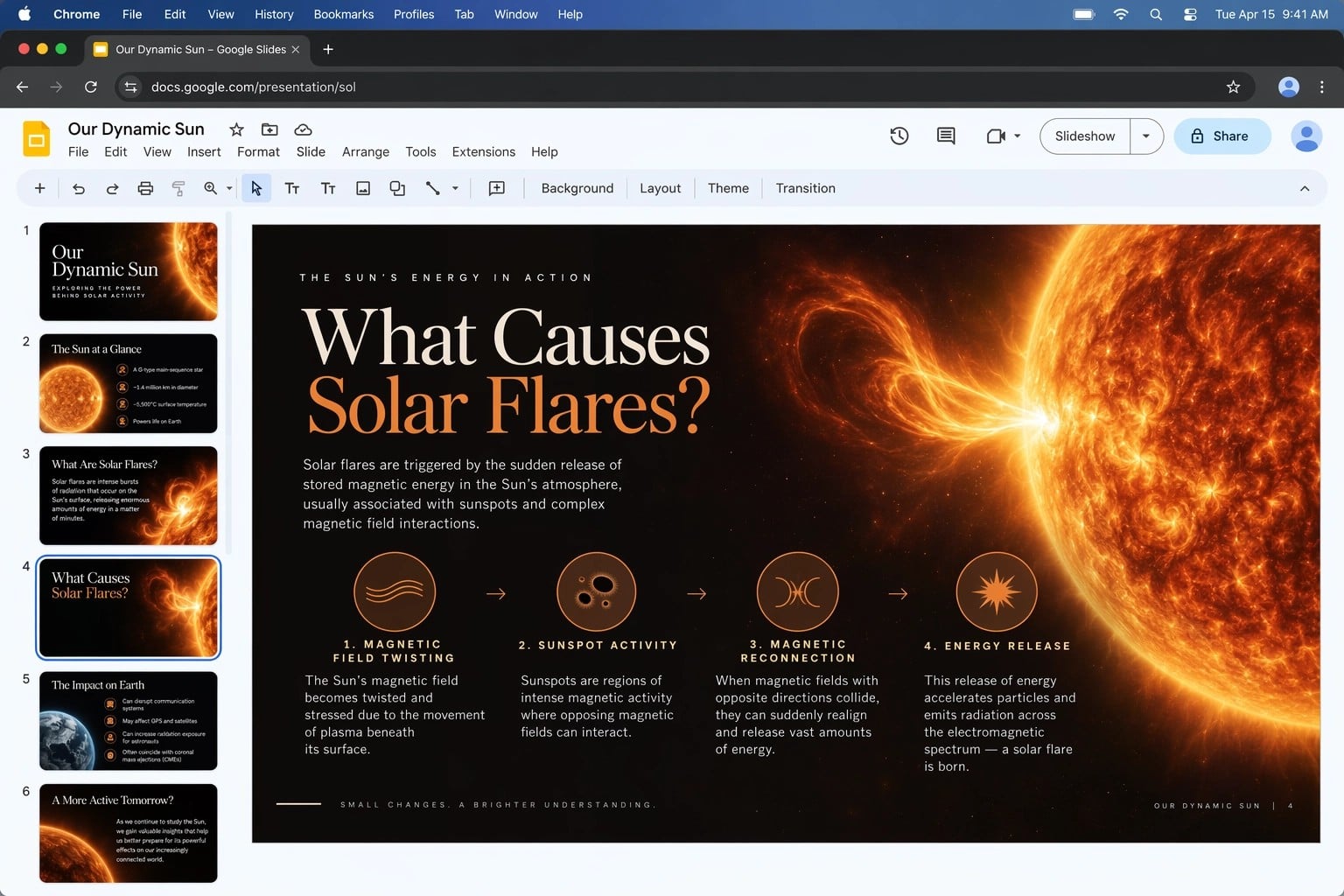 Google Slides Solar Flare Presentation Screenshot