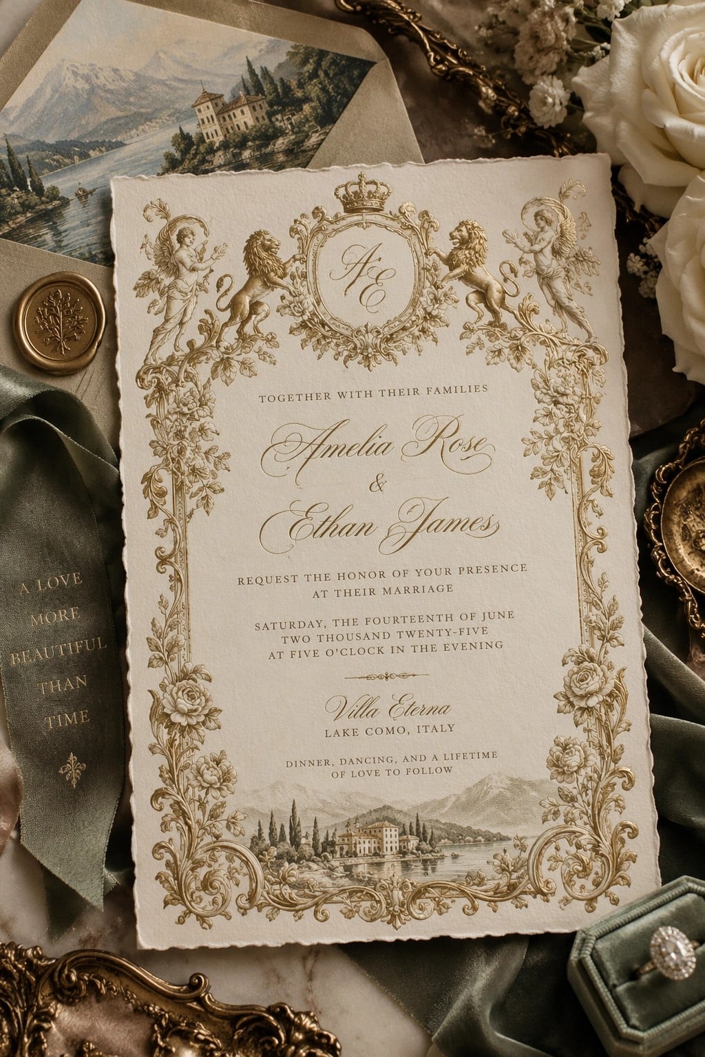 Elegant Lake Como Wedding Invitation