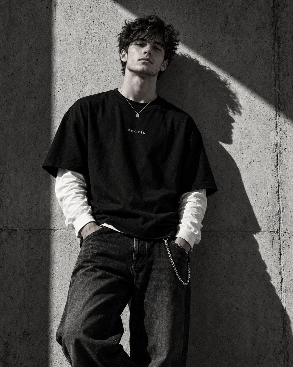 High-Fashion Black and White Editorial Portrait