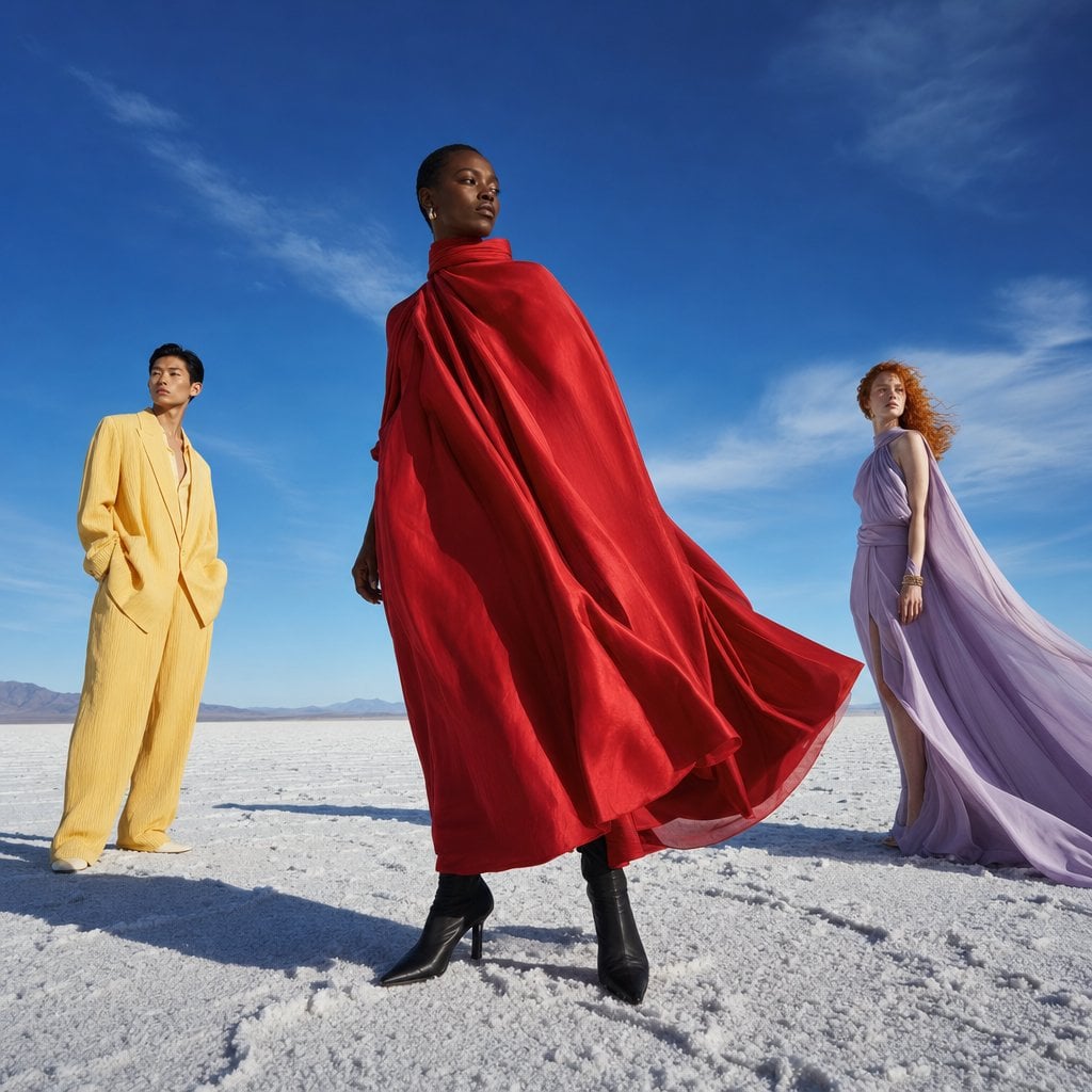 Fashion Editorial with Wind and Silk