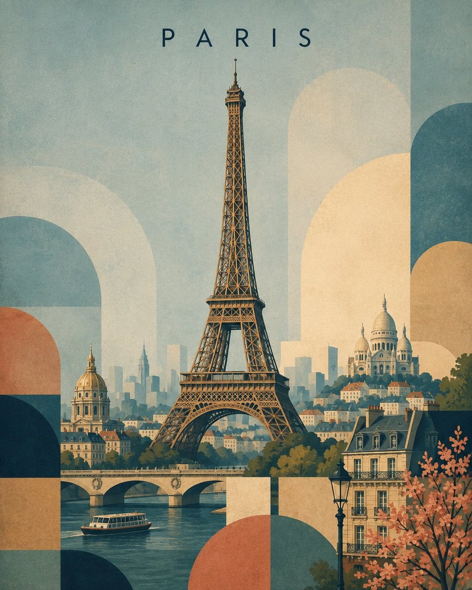 Vintage Travel Poster of Iconic Structure