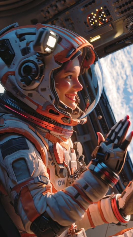 Astronaut in Futuristic Cockpit Portrait