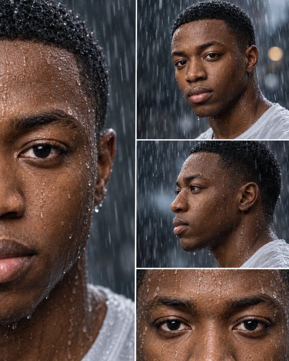 Cinematic Rain Portrait Collage