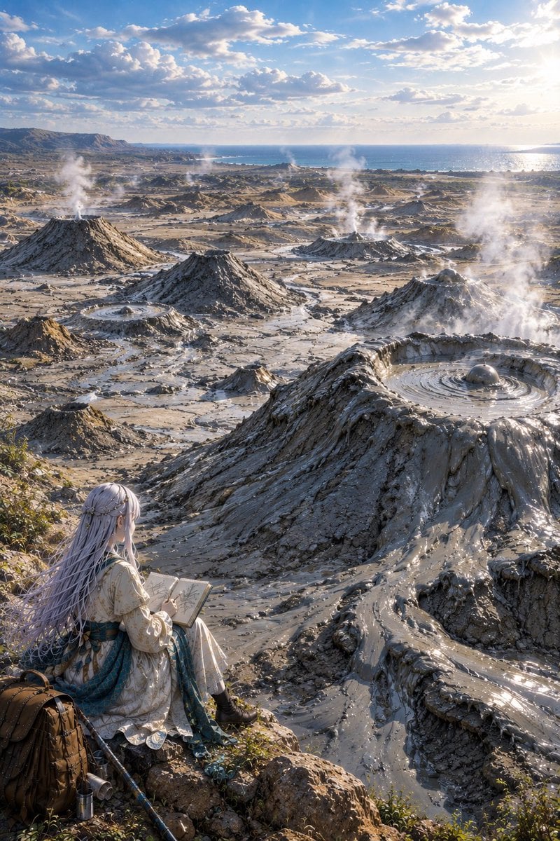 Landscape Where Fire Leaks from the Earth