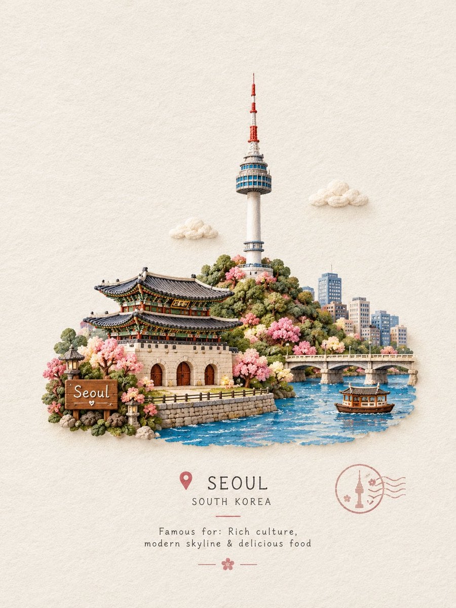 Miniature Travel Scene with Landmark