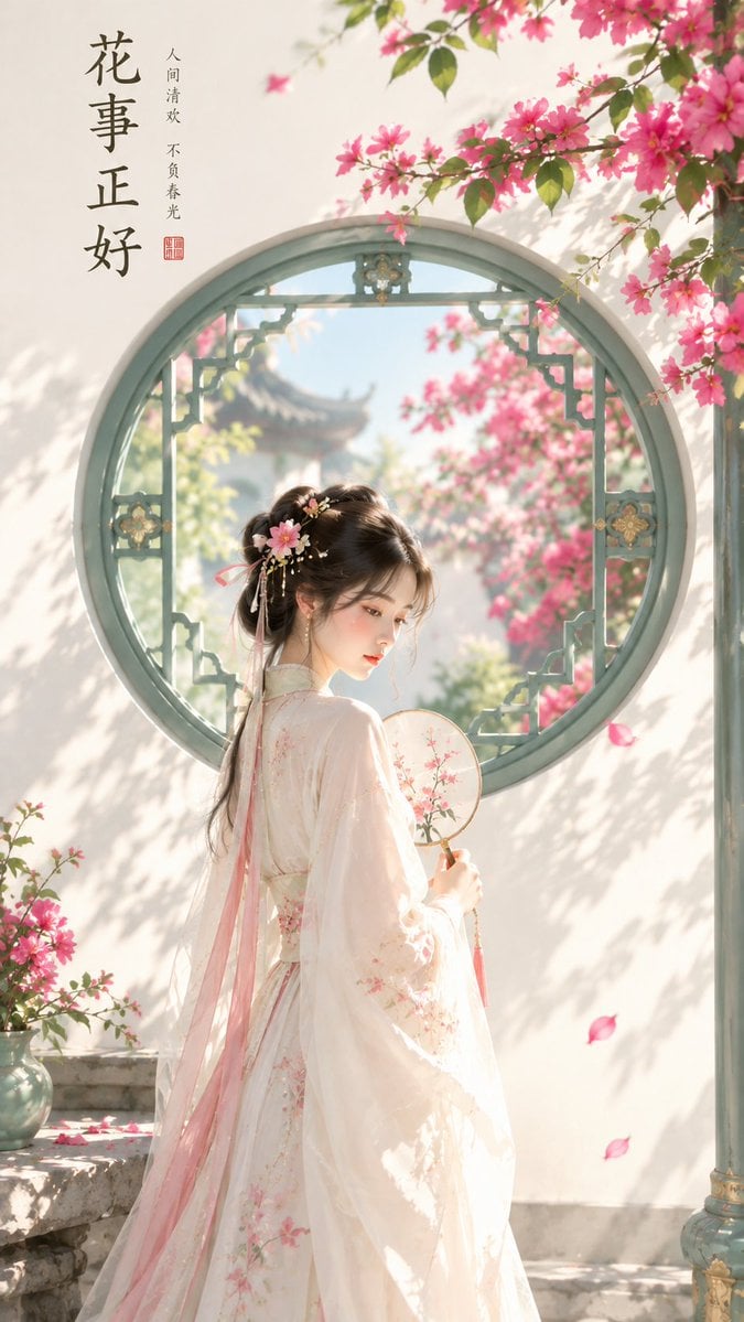 New Chinese Style Floral Window Poster