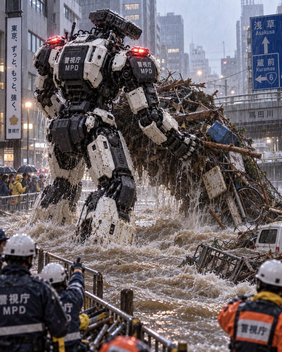 Police Heavy Machinery Unit Robots Cleaning River