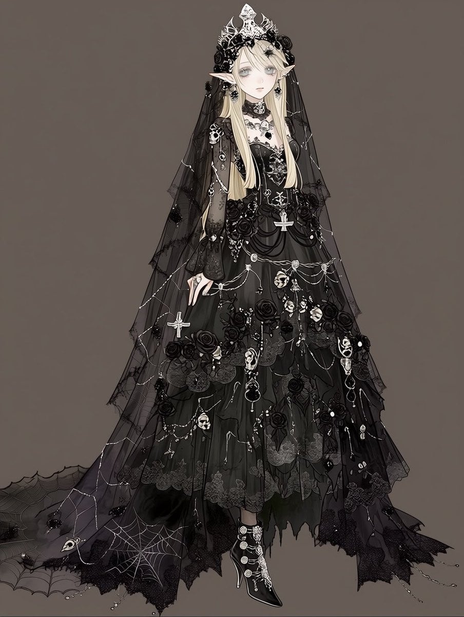 Black Haunted Bride Gothic Wedding Gown