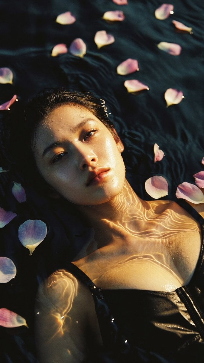 Cinematic Portrait Floating in Dark Water