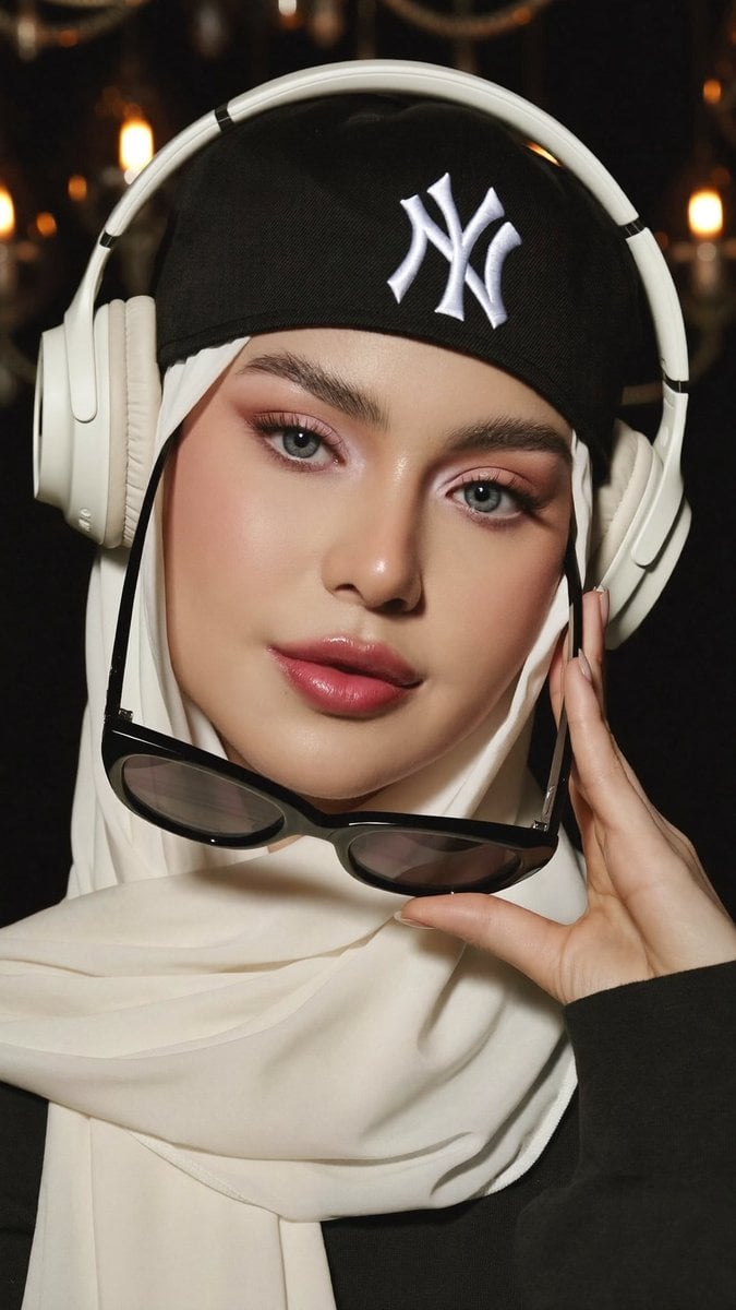Portrait of Woman in Hijab and Cap