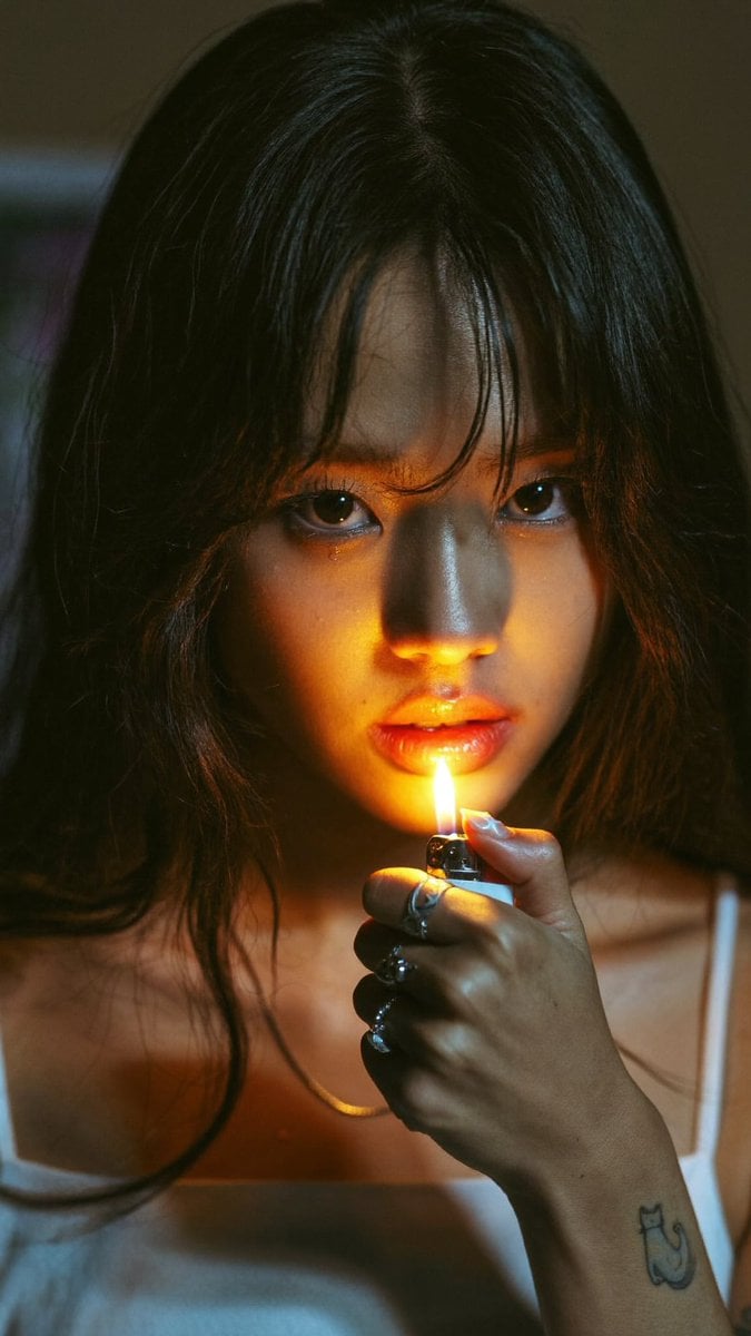 Cinematic Portrait of Tearful East Asian Woman