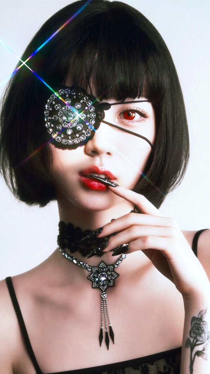Portrait of Woman with Jeweled Lace Eyepatch