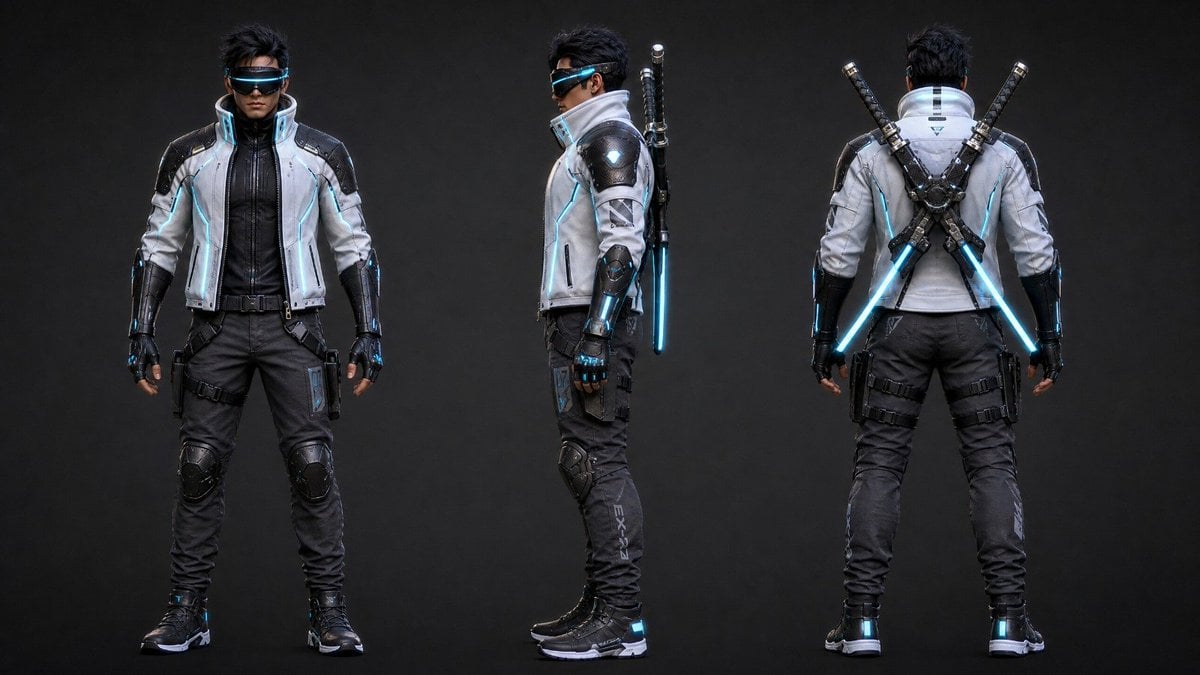 Cyberpunk Warrior vs. Mechanical Boss Characters