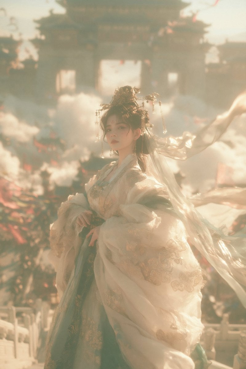 Celestial Goddess on Jade Palace Steps