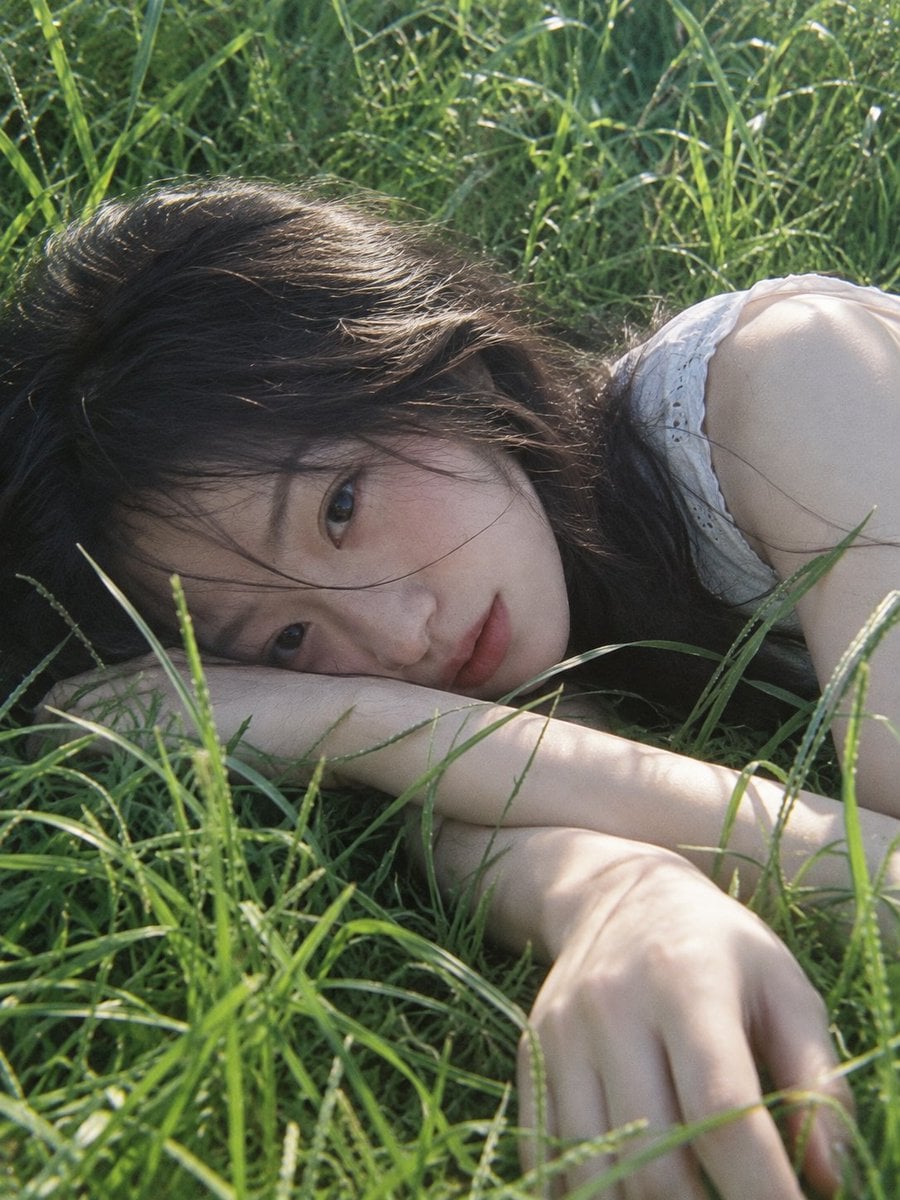 Dreamy Portrait of Woman in Summer Grass