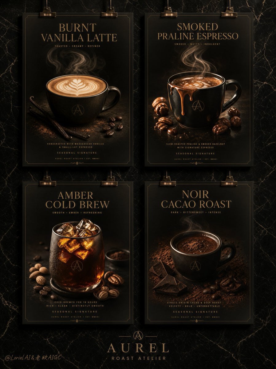Grid of Identical Coffee Menu Posters