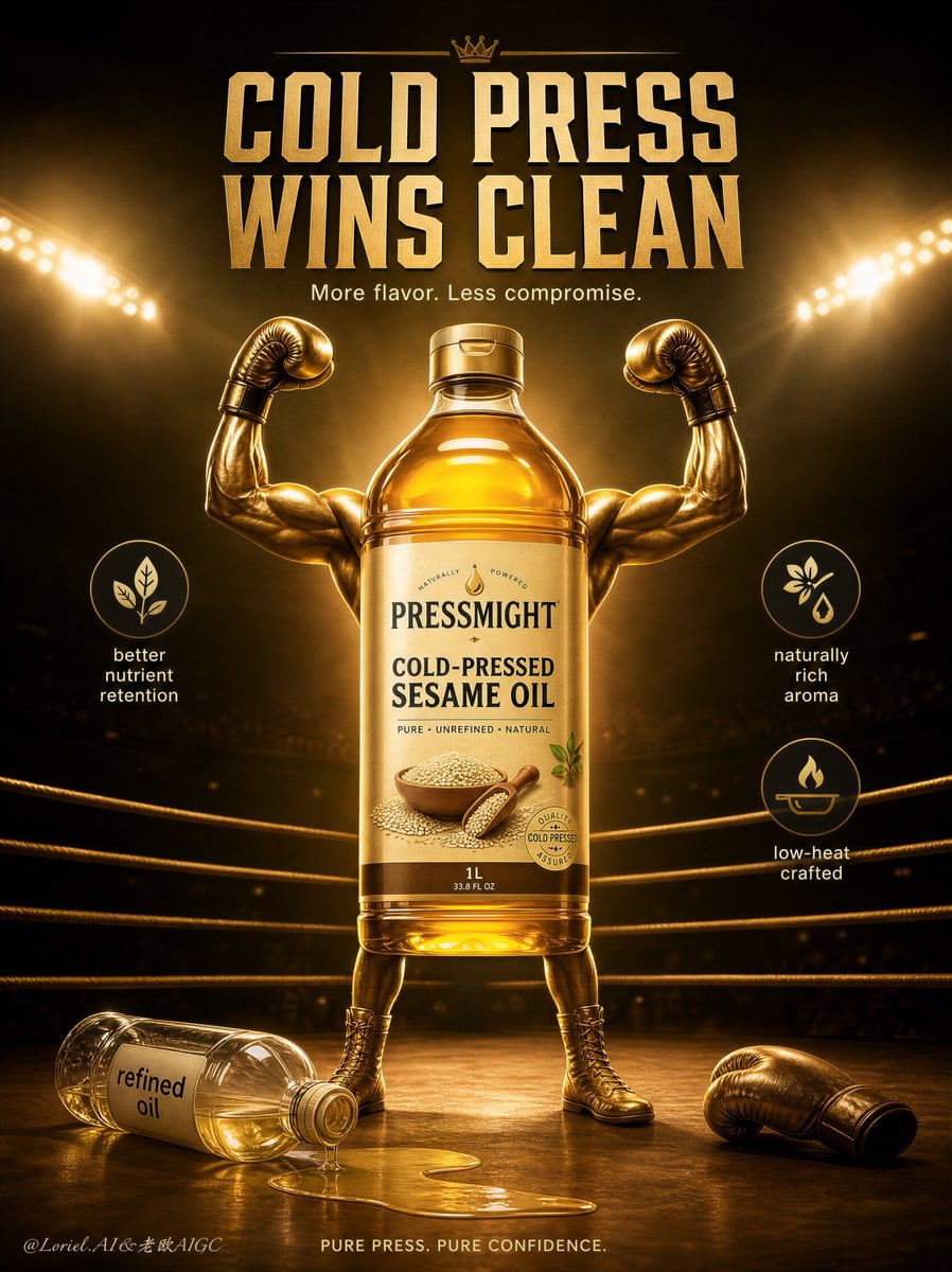 Sesame Oil Bottle with Boxer Arms in Ring