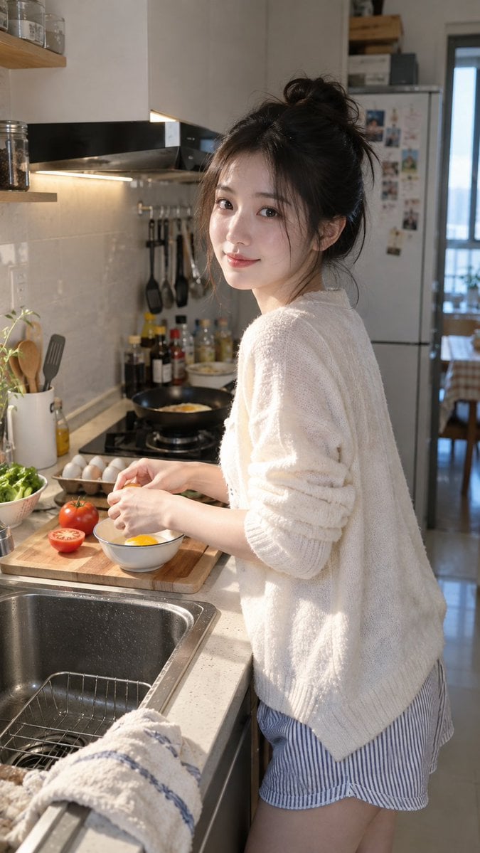 Compact Modern Apartment Kitchen Counter Scene