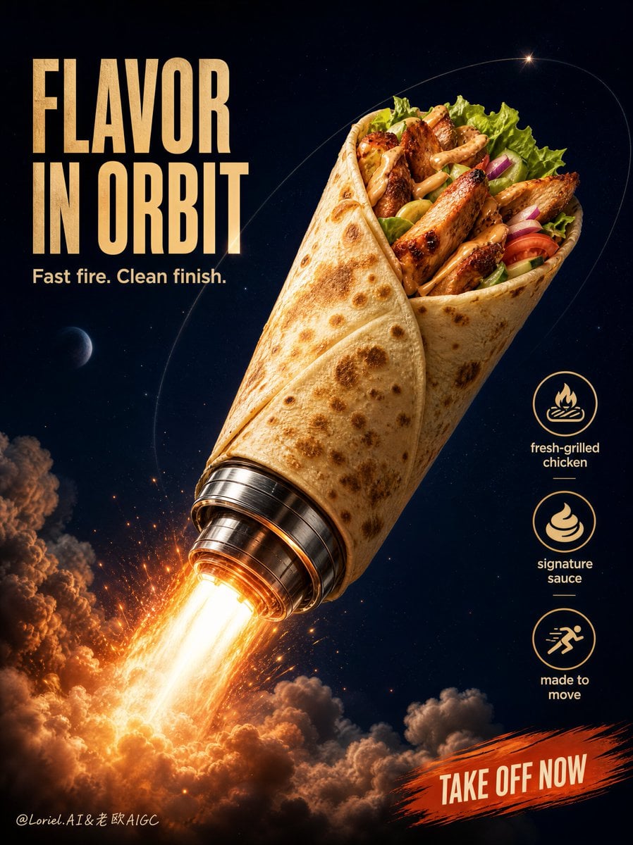 Shawarma Wrap Angled Upward Like a Rocket