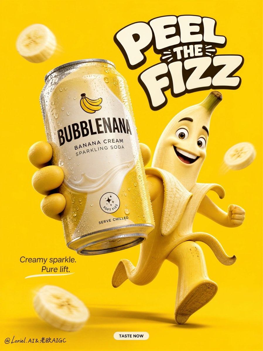 Banana Mascot Holding Oversized Can
