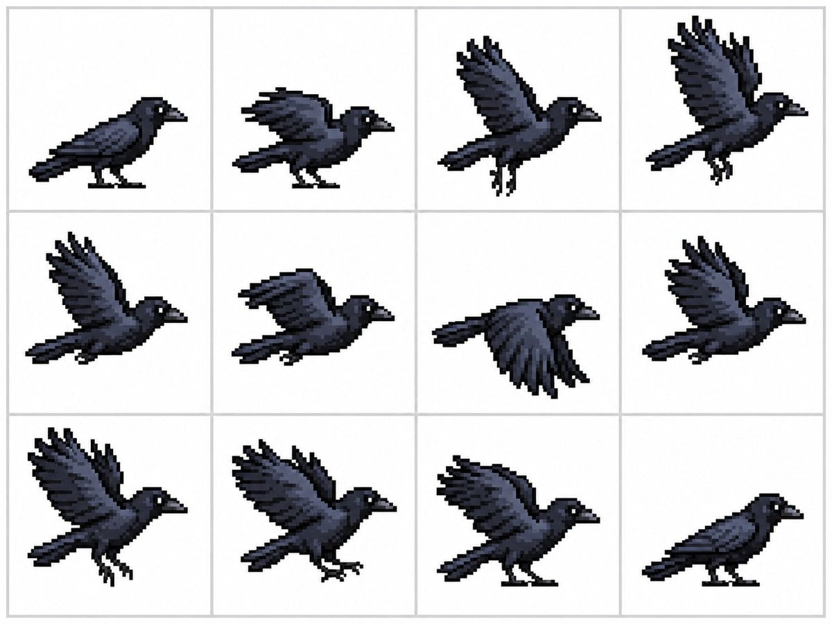 16-Bit Crow Sprite Sheet
