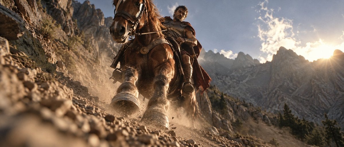 Low-Angle Gladiator on Horseback