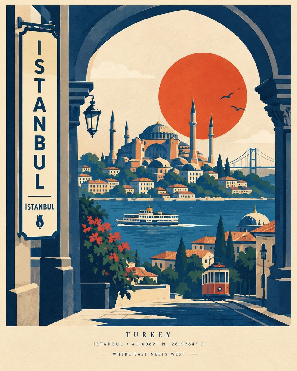 Modern Travel Poster with Architecture