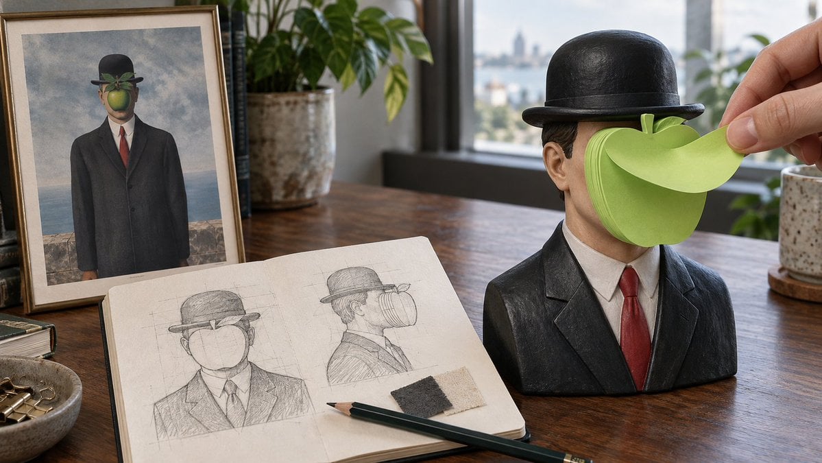 Magritte's Apple as a Notepad Stack