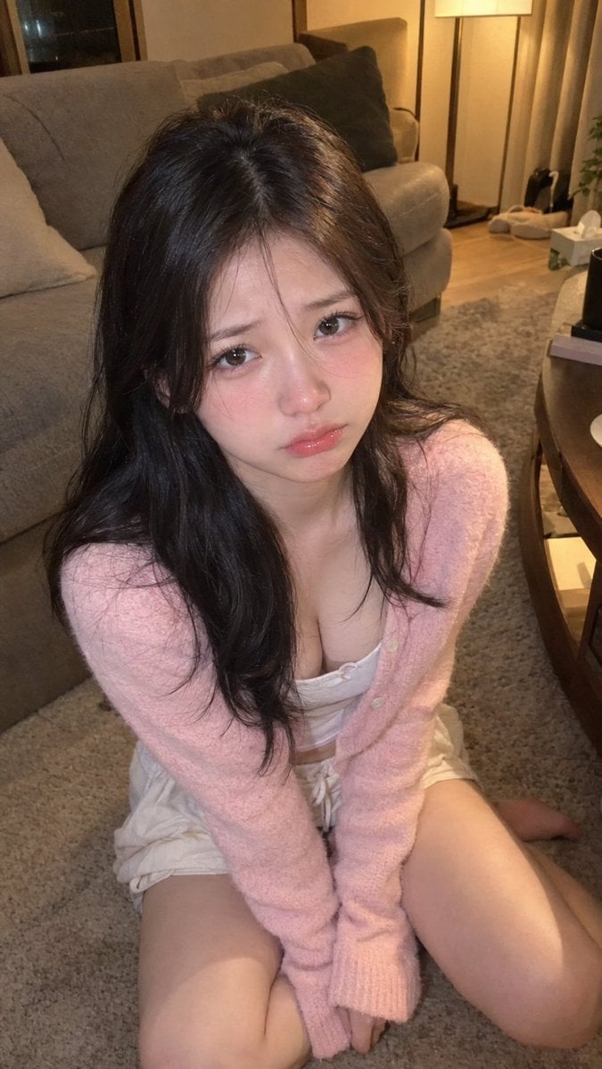 Candid Photo of Woman in Cozy Night Living Room