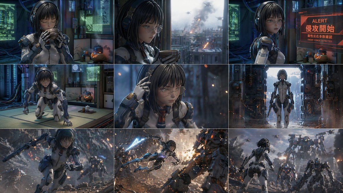 3x3 Sci-Fi Action Storyboard