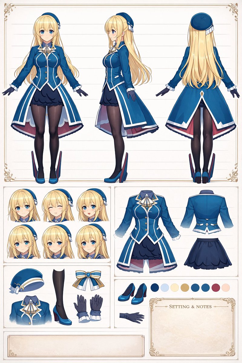 Anime Character Design Reference Sheet