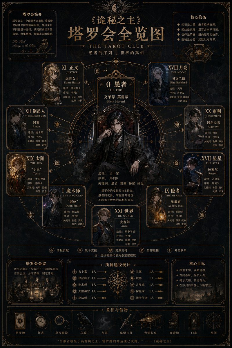 Dark Fantasy Tarot Club Lore Infographic