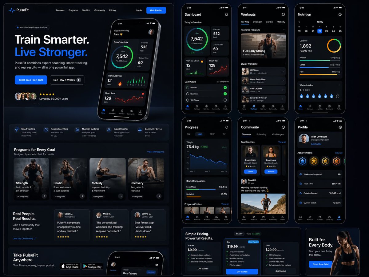 Fitness SaaS Landing Page UI