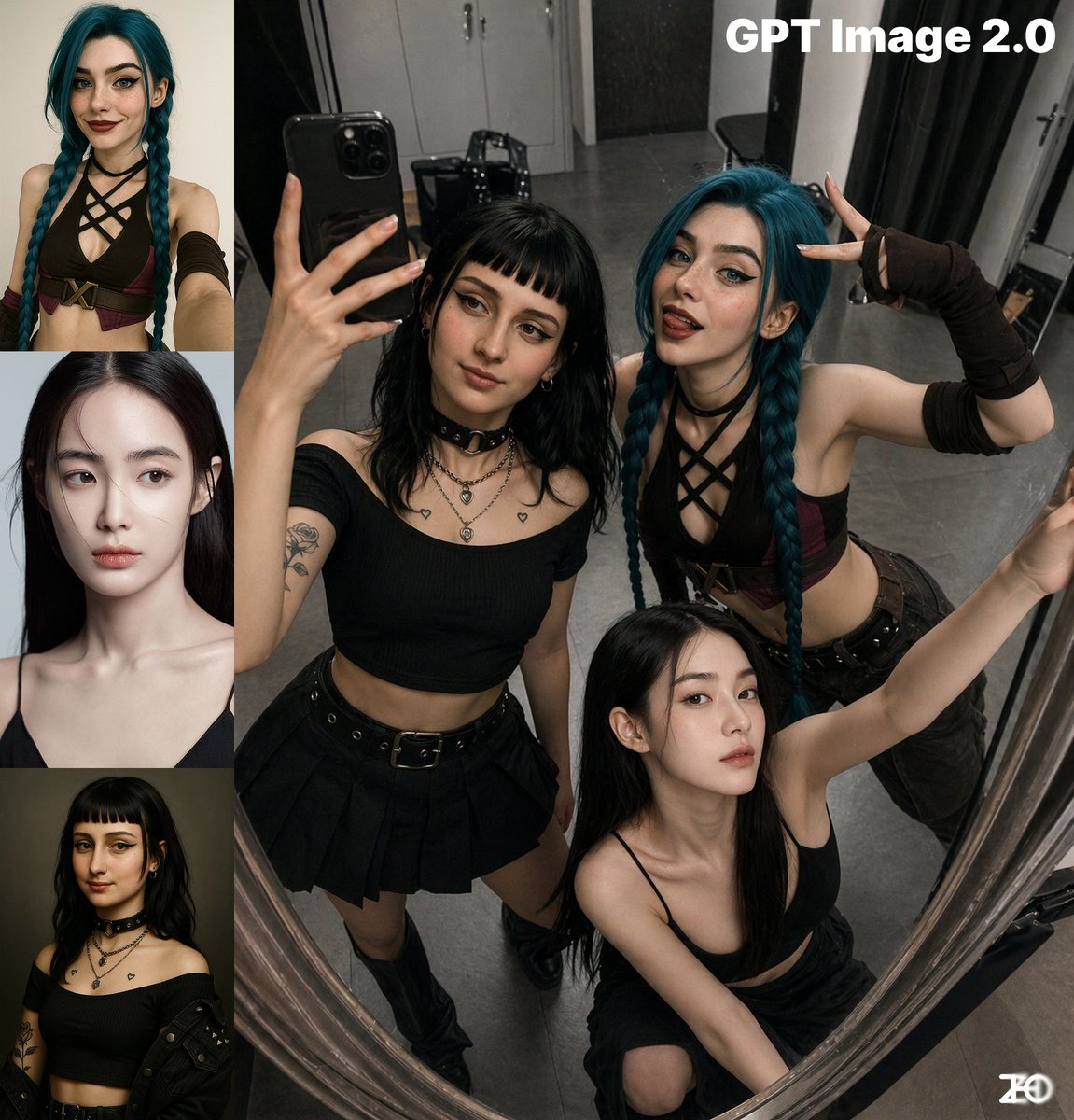 Overhead Mirror Selfie with Exaggerated Poses