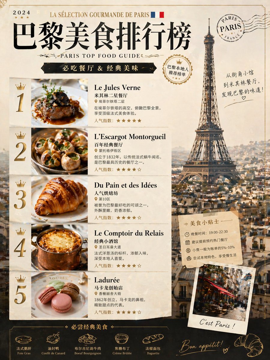 Paris Food Ranking Poster Prompt