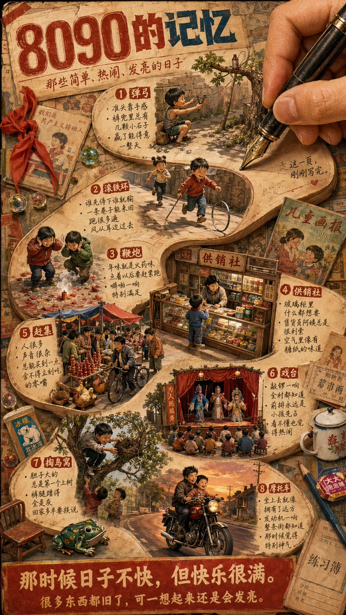 Retro Chinese Childhood Memory Poster