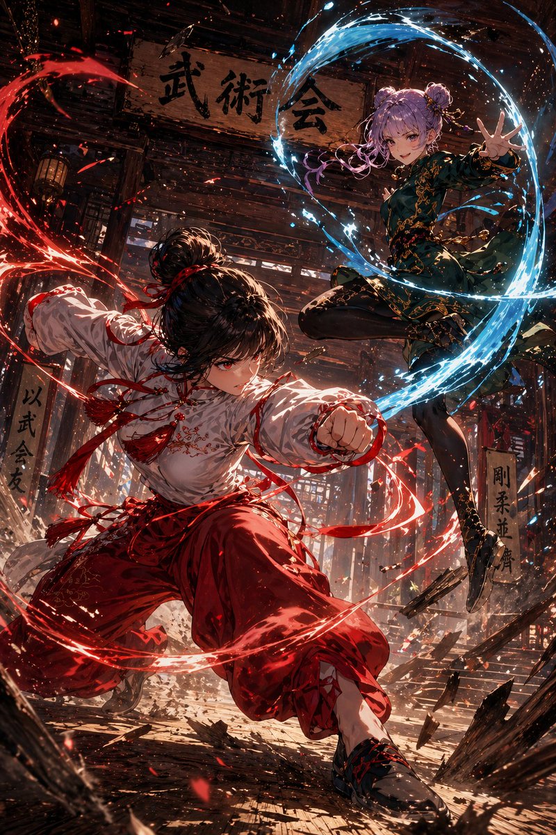 Anime Martial Arts Duel in Dojo