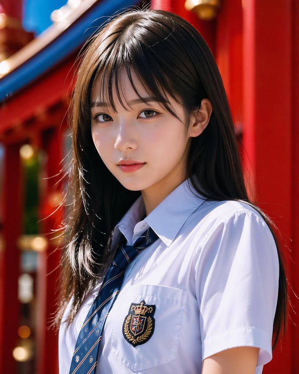 Photoreal School Uniform Shrine Portrait