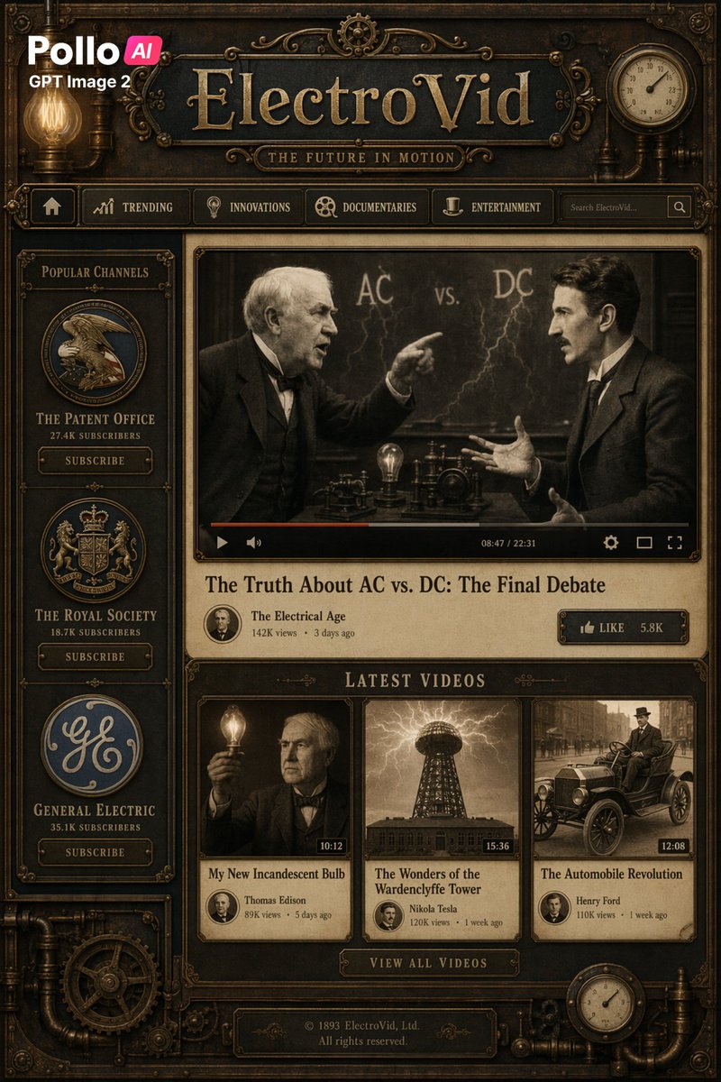 Steampunk ElectroVid Homepage Mockup