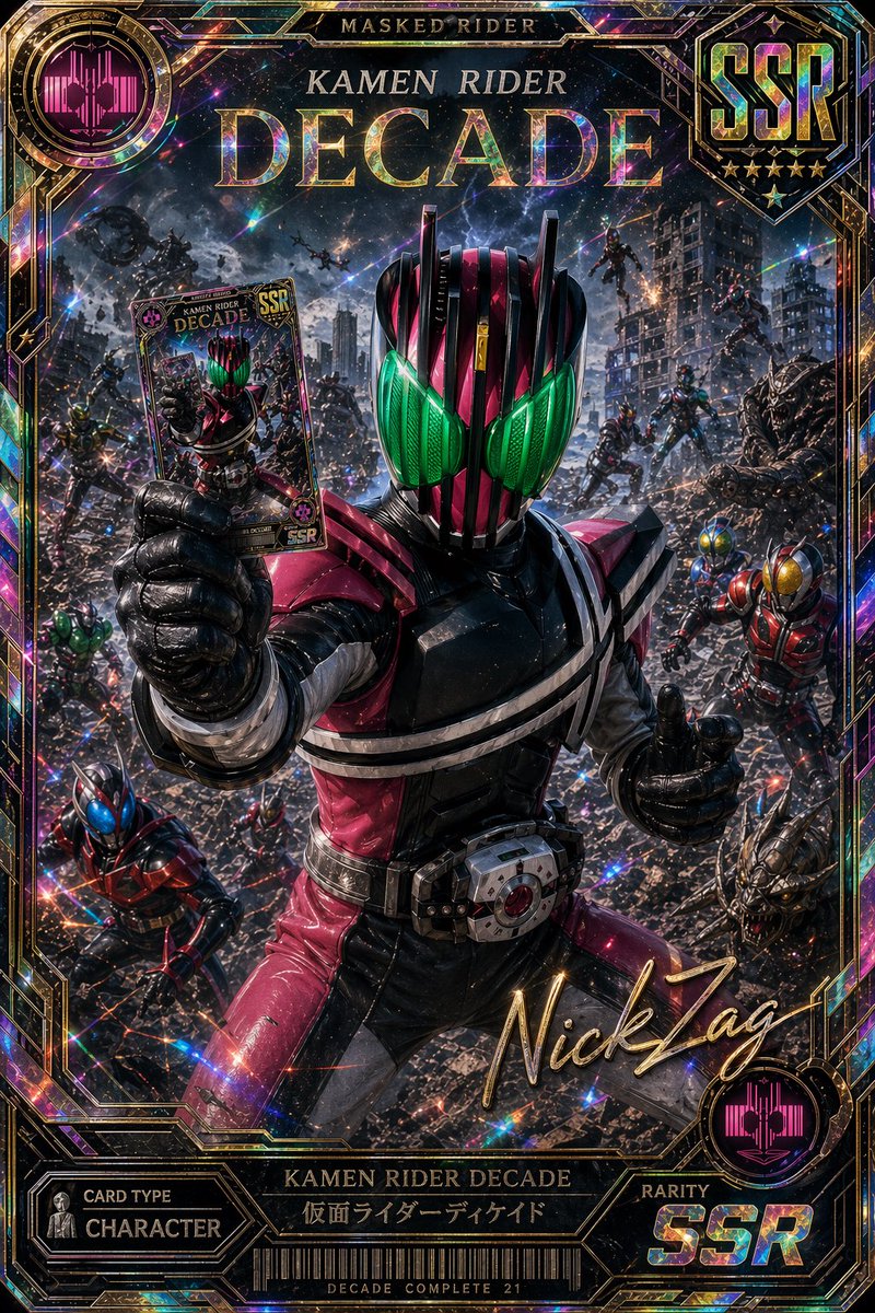 Holographic Kamen Rider Decade SSR Card