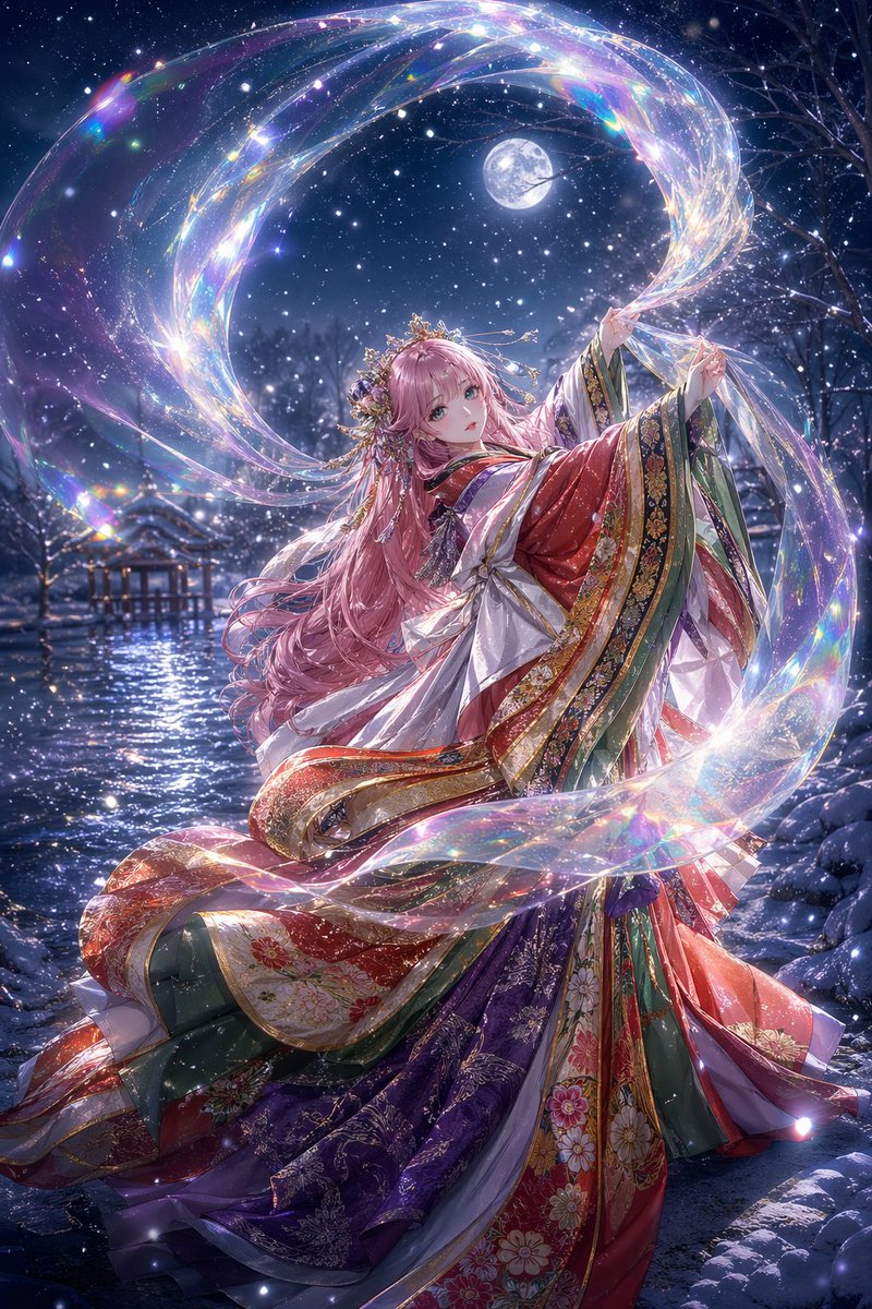 Moonlit Celestial Kimono Dancer