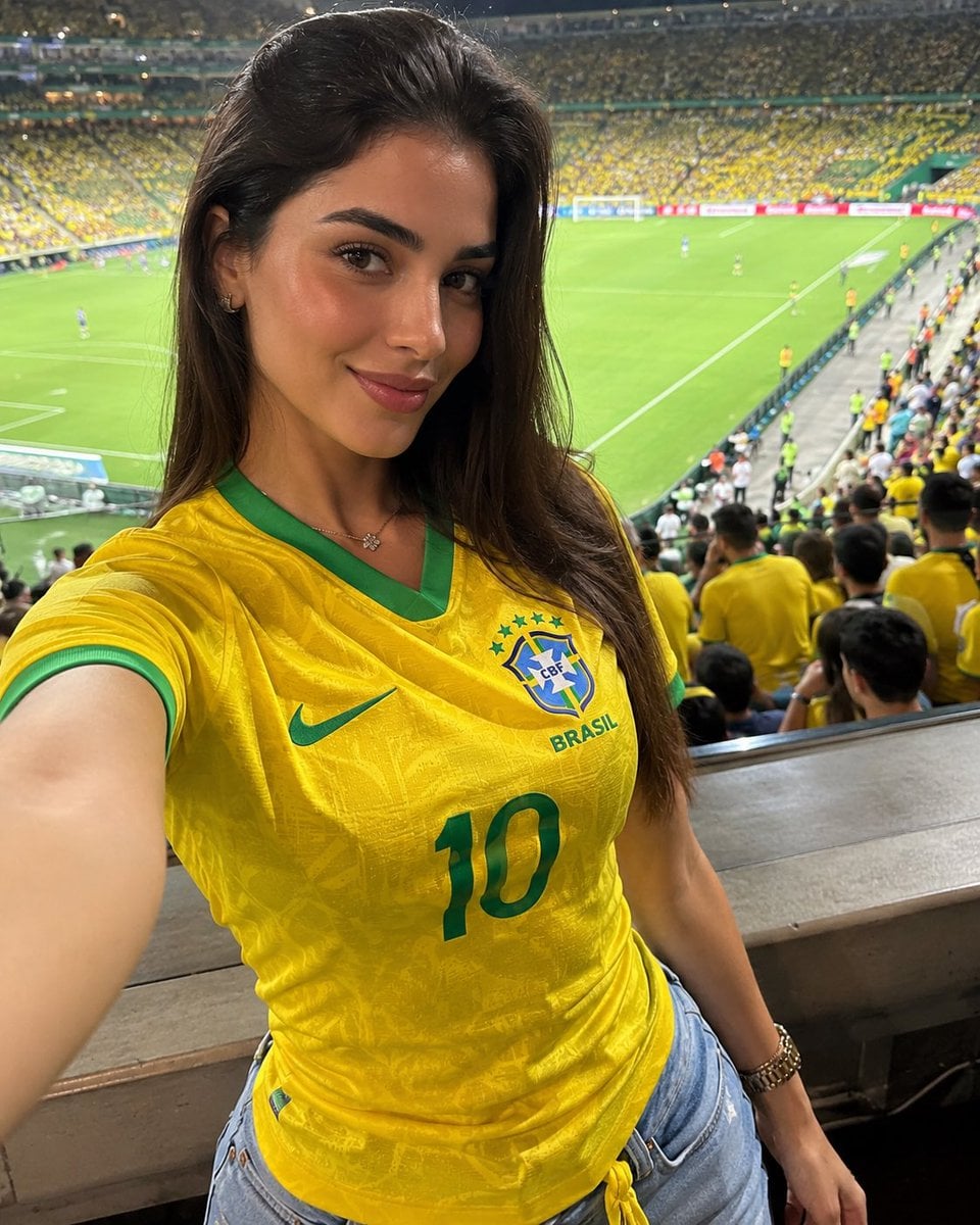 Brazilian Football Fan Stadium Selfie