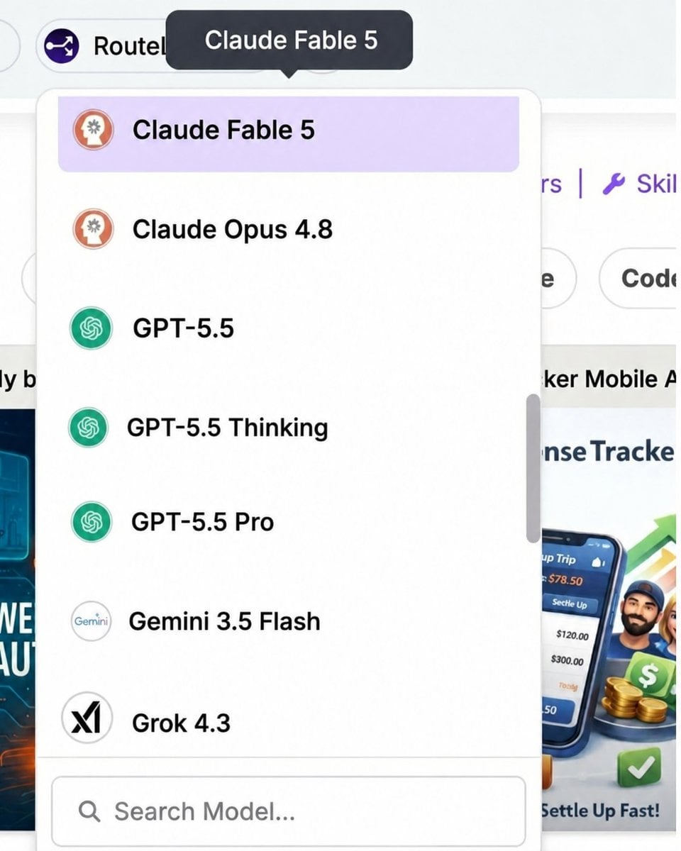 AI Model Selection Menu