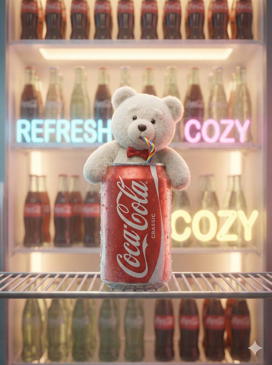 Fluffy Coca-Cola Teddy Bear Mascot