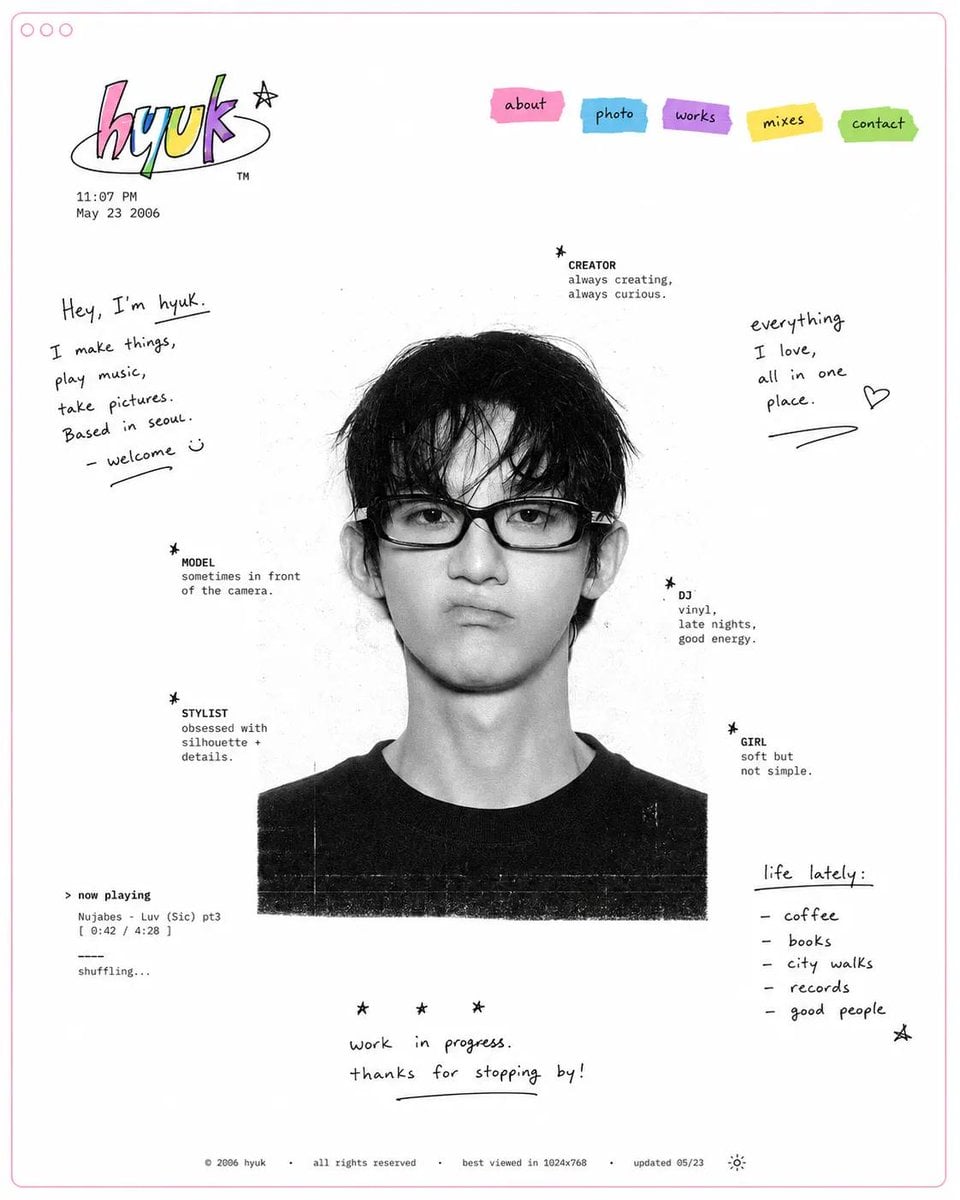 Early Internet Personal Profile Webpage Design
