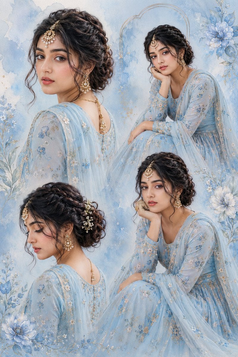 Dreamy Indian Girl in Pastel Anarkali Portrait
