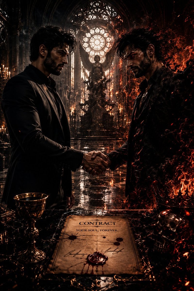Dark fantasy cinematic artwork The Devils Deal