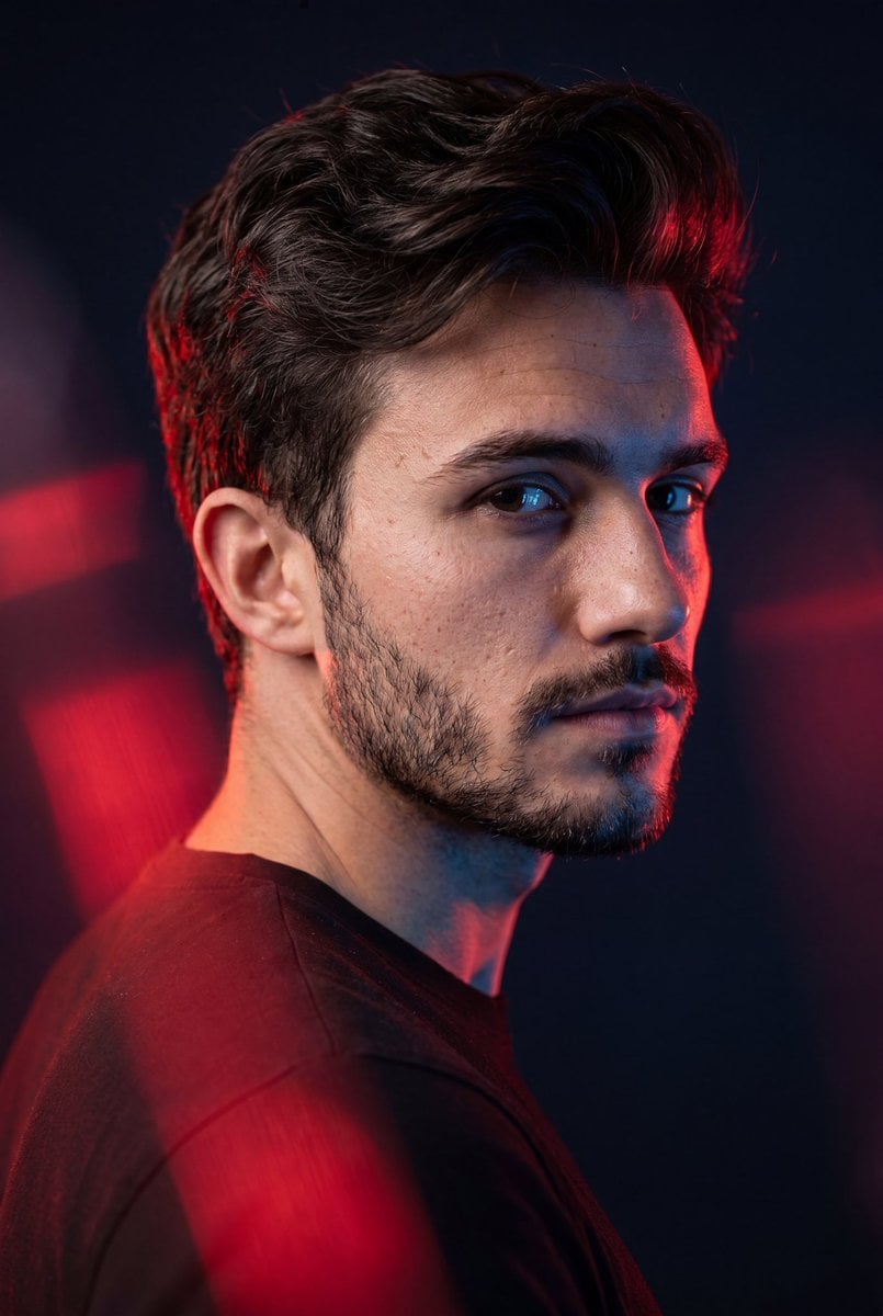 Ultra-realistic cinematic portrait side profile