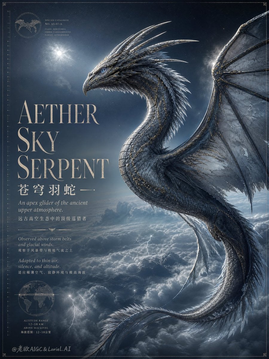 天上飞的古老高空生物 3D Cgi Character Style 苍穹羽蛇 Aether Sky